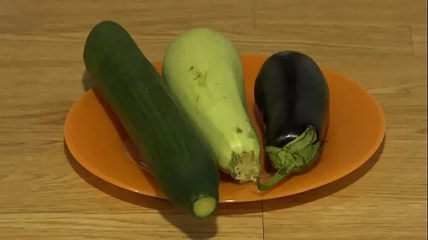 Watch Eggplant, zucchini and cucumber stretch my roomy anal, a wide, open hole in a butt energy Clips