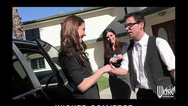 Watch Pair of sisters bribe their car salesman into a threesome energy Clips