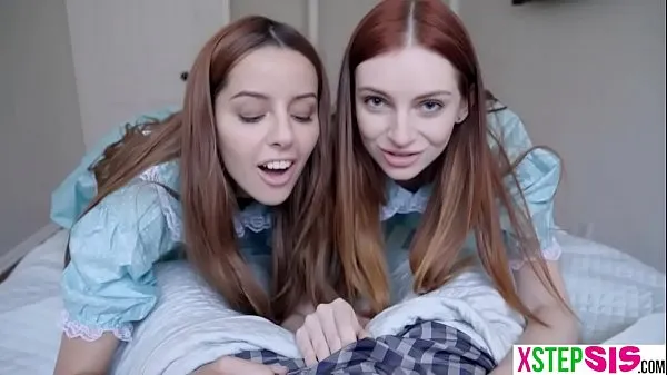 Watch Creepy teen stepsisters share his cock in a threesome energy Clips
