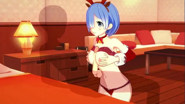 Watch Re:Zero Rem rides cock and gets a creampie for Christmas energy Clips