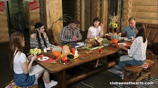 Watch Thanksgiving Dinner turns into Fucking Fiesta by ClubSweethearts energy Clips
